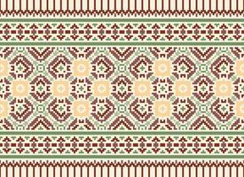 Pixel Ethnic pattern vector background. seamless pattern traditional, Design for background, wallpaper, Batik, fabric, carpet, clothing, wrapping, and textile.ethnic pattern Vector illustration.