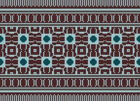 A Floral pixel art pattern on grey background.geometric ethnic oriental embroidery vector illustration. pixel style, abstract background, cross stitch.design for texture, fabric, cloth, scarf, print