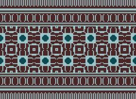 A Floral pixel art pattern on grey background.geometric ethnic oriental embroidery vector illustration. pixel style, abstract background, cross stitch.design for texture, fabric, cloth, scarf, print