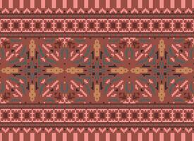 Pixel Ethnic pattern vector background. seamless pattern traditional, Design for background, wallpaper, Batik, fabric, carpet, clothing, wrapping, and textile.ethnic pattern Vector illustration.