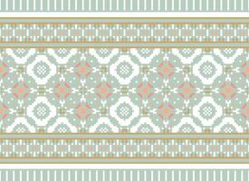 Pixel Ethnic pattern vector background. seamless pattern traditional, Design for background, wallpaper, Batik, fabric, carpet, clothing, wrapping, and textile.ethnic pattern Vector illustration.