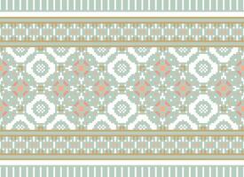 Pixel Ethnic pattern vector background. seamless pattern traditional, Design for background, wallpaper, Batik, fabric, carpet, clothing, wrapping, and textile.ethnic pattern Vector illustration.