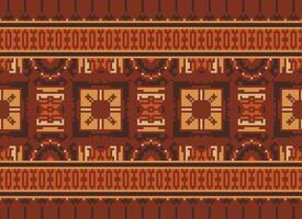 Pixel Ethnic pattern vector background. seamless pattern traditional, Design for background, wallpaper, Batik, fabric, carpet, clothing, wrapping, and textile.ethnic pattern Vector illustration.