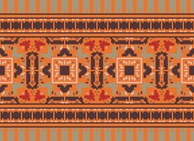 Pixel Ethnic pattern vector background. seamless pattern traditional, Design for background, wallpaper, Batik, fabric, carpet, clothing, wrapping, and textile.ethnic pattern Vector illustration.