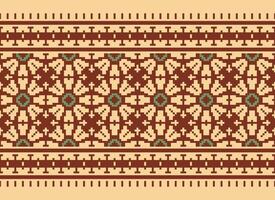 A Floral pixel art pattern on grey background.geometric ethnic oriental embroidery vector illustration. pixel style, abstract background, cross stitch.design for texture, fabric, cloth, scarf, print