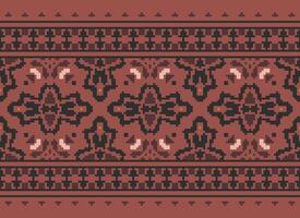 Pixel Ethnic pattern vector background. seamless pattern traditional, Design for background, wallpaper, Batik, fabric, carpet, clothing, wrapping, and textile.ethnic pattern Vector illustration.