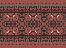 Pixel Ethnic pattern vector background. seamless pattern traditional, Design for background, wallpaper, Batik, fabric, carpet, clothing, wrapping, and textile.ethnic pattern Vector illustration.