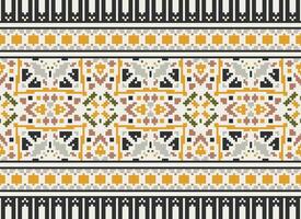Pixel Ethnic pattern vector background. seamless pattern traditional, Design for background, wallpaper, Batik, fabric, carpet, clothing, wrapping, and textile.ethnic pattern Vector illustration.