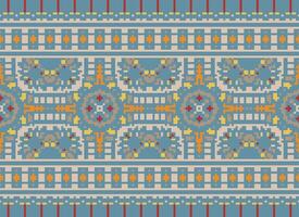 Pixel Ethnic pattern vector background. seamless pattern traditional, Design for background, wallpaper, Batik, fabric, carpet, clothing, wrapping, and textile.ethnic pattern Vector illustration.
