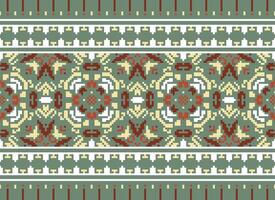 Pixel Ethnic pattern vector background. seamless pattern traditional, Design for background, wallpaper, Batik, fabric, carpet, clothing, wrapping, and textile.ethnic pattern Vector illustration.