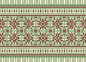 A Floral pixel art pattern on grey background.geometric ethnic oriental embroidery vector illustration. pixel style, abstract background, cross stitch.design for texture, fabric, cloth, scarf, print