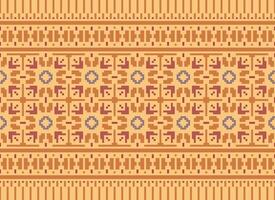 A Floral pixel art pattern on grey background.geometric ethnic oriental embroidery vector illustration. pixel style, abstract background, cross stitch.design for texture, fabric, cloth, scarf, print