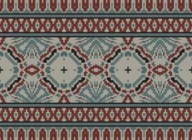 Pixel Ethnic pattern vector background. seamless pattern traditional, Design for background, wallpaper, Batik, fabric, carpet, clothing, wrapping, and textile.ethnic pattern Vector illustration.