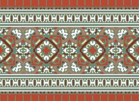 Pixel Ethnic pattern vector background. seamless pattern traditional, Design for background, wallpaper, Batik, fabric, carpet, clothing, wrapping, and textile.ethnic pattern Vector illustration.