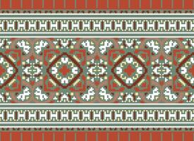 Pixel Ethnic pattern vector background. seamless pattern traditional, Design for background, wallpaper, Batik, fabric, carpet, clothing, wrapping, and textile.ethnic pattern Vector illustration.