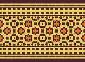 Pixel Ethnic pattern vector background. seamless pattern traditional, Design for background, wallpaper, Batik, fabric, carpet, clothing, wrapping, and textile.ethnic pattern Vector illustration.