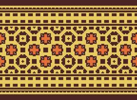 Pixel Ethnic pattern vector background. seamless pattern traditional, Design for background, wallpaper, Batik, fabric, carpet, clothing, wrapping, and textile.ethnic pattern Vector illustration.