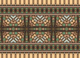 Pixel Embroidery ethnic pattern, Vector Geometric ornate background, Cross stitch retro zigzag style, pattern knitting continuous, Design for textile, fabric, ceramic, digital print