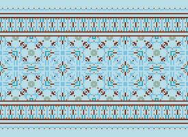 Geometric patterns of modern stylish texture. Borders in the form of a pixel ornament for embroidery, ceramic tiles and textile interior design elements. Seamless illustration vector