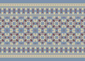 A Floral pixel art pattern on grey background.geometric ethnic oriental embroidery vector illustration. pixel style, abstract background, cross stitch.design for texture, fabric, cloth, scarf, print