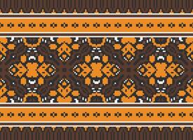 Pixel Embroidery ethnic pattern, Vector Geometric ornate background, Cross stitch retro zigzag style, pattern knitting continuous, Design for textile, fabric, ceramic, digital print