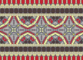 Pixel Ethnic pattern vector background. seamless pattern traditional, Design for background, wallpaper, Batik, fabric, carpet, clothing, wrapping, and textile.ethnic pattern Vector illustration.