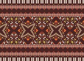 Cross Stitch Border. Embroidery Cross Stitch. Ethnic Patterns. Geometric Ethnic Indian pattern. Native Ethnic pattern.Texture Textile Fabric Clothing Knitwear print. Pixel Horizontal Seamless Vector. vector