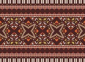 Cross Stitch Border. Embroidery Cross Stitch. Ethnic Patterns. Geometric Ethnic Indian pattern. Native Ethnic pattern.Texture Textile Fabric Clothing Knitwear print. Pixel Horizontal Seamless Vector. vector