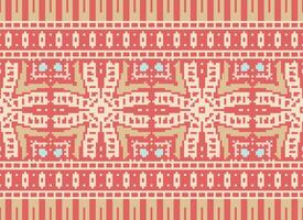 Cross Stitch Border. Embroidery Cross Stitch. Ethnic Patterns. Geometric Ethnic Indian pattern. Native Ethnic pattern.Texture Textile Fabric Clothing Knitwear print. Pixel Horizontal Seamless Vector. vector