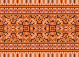 Pixel Ethnic pattern vector background. seamless pattern traditional, Design for background, wallpaper, Batik, fabric, carpet, clothing, wrapping, and textile.ethnic pattern Vector illustration.