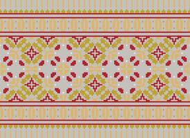 Geometric patterns of modern stylish texture. Borders in the form of a pixel ornament for embroidery, ceramic tiles and textile interior design elements. Seamless illustration vector