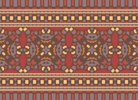 Cross Stitch Border. Embroidery Cross Stitch. Ethnic Patterns. Geometric Ethnic Indian pattern. Native Ethnic pattern.Texture Textile Fabric Clothing Knitwear print. Pixel Horizontal Seamless Vector. vector