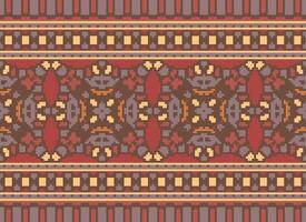 Cross Stitch Border. Embroidery Cross Stitch. Ethnic Patterns. Geometric Ethnic Indian pattern. Native Ethnic pattern.Texture Textile Fabric Clothing Knitwear print. Pixel Horizontal Seamless Vector. vector