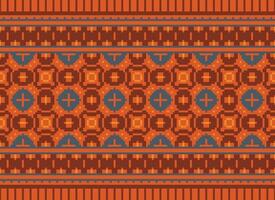 A Floral pixel art pattern on grey background.geometric ethnic oriental embroidery vector illustration. pixel style, abstract background, cross stitch.design for texture, fabric, cloth, scarf, print
