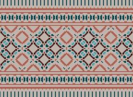 Pixel Ethnic pattern vector background. seamless pattern traditional, Design for background, wallpaper, Batik, fabric, carpet, clothing, wrapping, and textile.ethnic pattern Vector illustration.