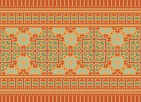 Pixel Ethnic pattern vector background. seamless pattern traditional, Design for background, wallpaper, Batik, fabric, carpet, clothing, wrapping, and textile.ethnic pattern Vector illustration.