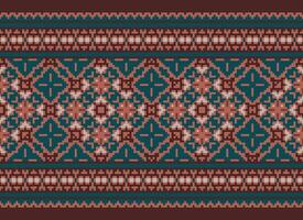 Pixel Ethnic pattern vector background. seamless pattern traditional, Design for background, wallpaper, Batik, fabric, carpet, clothing, wrapping, and textile.ethnic pattern Vector illustration.