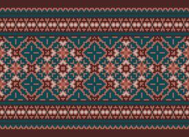 Pixel Ethnic pattern vector background. seamless pattern traditional, Design for background, wallpaper, Batik, fabric, carpet, clothing, wrapping, and textile.ethnic pattern Vector illustration.