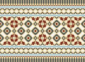 Geometric patterns of modern stylish texture. Borders in the form of a pixel ornament for embroidery, ceramic tiles and textile interior design elements. Seamless illustration vector