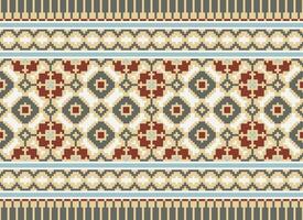 Geometric patterns of modern stylish texture. Borders in the form of a pixel ornament for embroidery, ceramic tiles and textile interior design elements. Seamless illustration vector