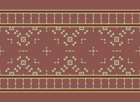 Pixel Ethnic pattern vector background. seamless pattern traditional, Design for background, wallpaper, Batik, fabric, carpet, clothing, wrapping, and textile.ethnic pattern Vector illustration.