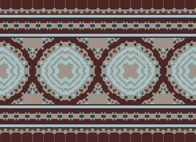 Cross Stitch Border. Embroidery Cross Stitch. Ethnic Patterns. Geometric Ethnic Indian pattern. Native Ethnic pattern.Texture Textile Fabric Clothing Knitwear print. Pixel Horizontal Seamless Vector. vector