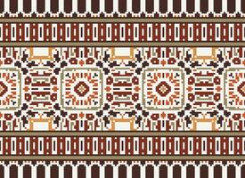 Pixel Ethnic pattern vector background. seamless pattern traditional, Design for background, wallpaper, Batik, fabric, carpet, clothing, wrapping, and textile.ethnic pattern Vector illustration.