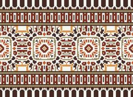 Pixel Ethnic pattern vector background. seamless pattern traditional, Design for background, wallpaper, Batik, fabric, carpet, clothing, wrapping, and textile.ethnic pattern Vector illustration.