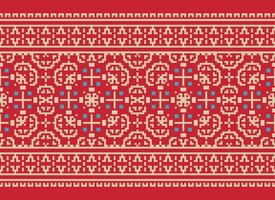 Geometric patterns of modern stylish texture. Borders in the form of a pixel ornament for embroidery, ceramic tiles and textile interior design elements. Seamless illustration vector