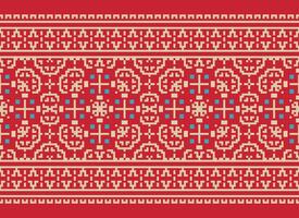 Geometric patterns of modern stylish texture. Borders in the form of a pixel ornament for embroidery, ceramic tiles and textile interior design elements. Seamless illustration vector