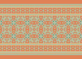 Pixel Embroidery ethnic pattern, Vector Geometric ornate background, Cross stitch retro zigzag style, pattern knitting continuous, Design for textile, fabric, ceramic, digital print