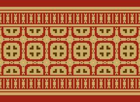 Cross Stitch Border. Embroidery Cross Stitch. Ethnic Patterns. Geometric Ethnic Indian pattern. Native Ethnic pattern.Texture Textile Fabric Clothing Knitwear print. Pixel Horizontal Seamless Vector. vector