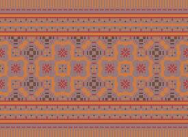 Pixel Ethnic pattern vector background. seamless pattern traditional, Design for background, wallpaper, Batik, fabric, carpet, clothing, wrapping, and textile.ethnic pattern Vector illustration.
