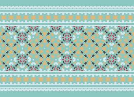 Geometric patterns of modern stylish texture. Borders in the form of a pixel ornament for embroidery, ceramic tiles and textile interior design elements. Seamless illustration vector